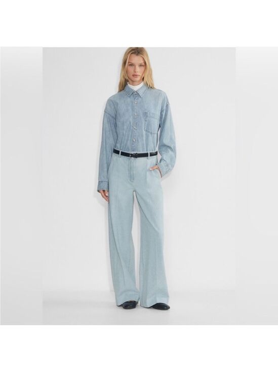 Aritzia Denim - Aritzia Babaton Meetup Wide Leg Beach Blue Denim Pants, size 10